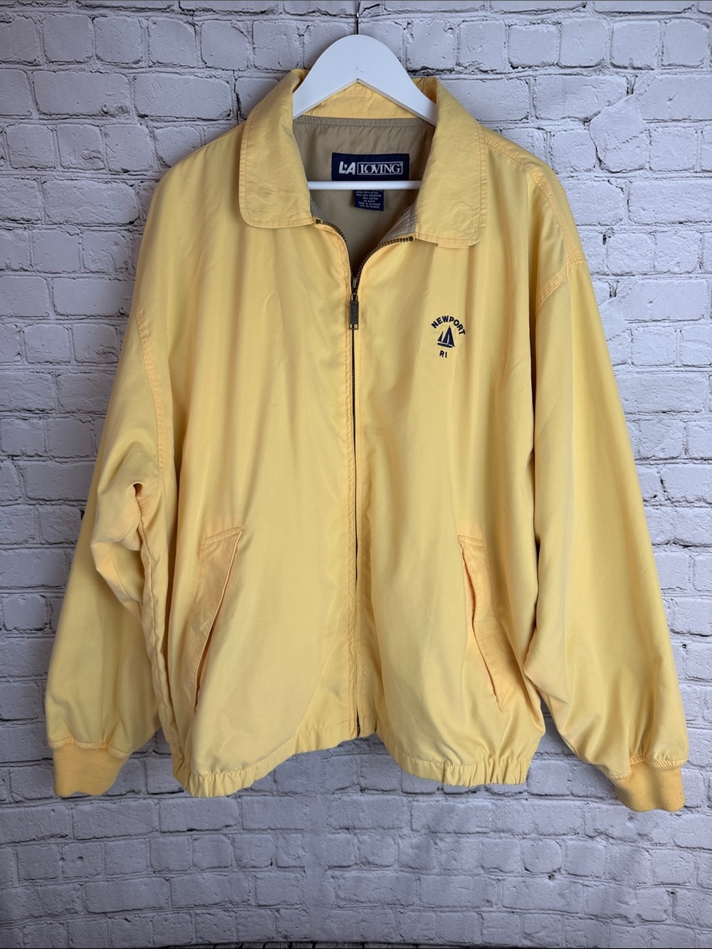 LA LOVING 1990’s Butter Yellow Zip Jacket Preppy Nautical 2XL